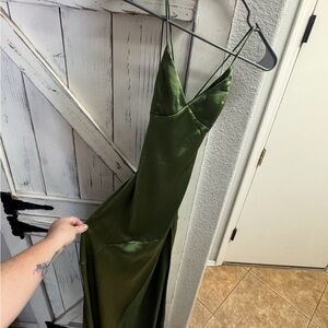 Elegant Green Satin Dress